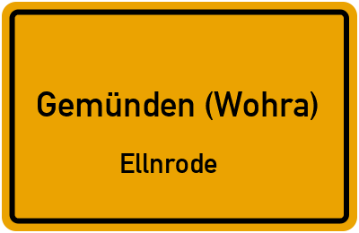Ortsschild Gemünden (Wohra) Ellnrode
