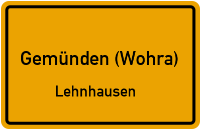 Ortsschild Gemünden (Wohra) Lehnhausen
