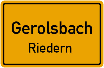 Ortsschild Gerolsbach Riedern