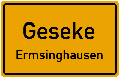 Ortsschild Geseke Ermsinghausen