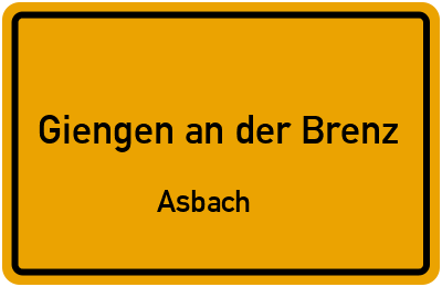 Straßenverzeichnis Giengen an der Brenz Asbach
