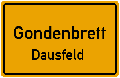 Straßenverzeichnis Gondenbrett Dausfeld