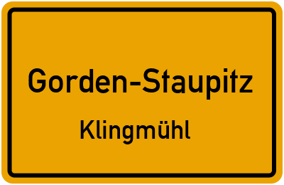 Straßenverzeichnis Gorden-Staupitz Klingmühl