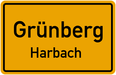 Ortsschild Grünberg Harbach