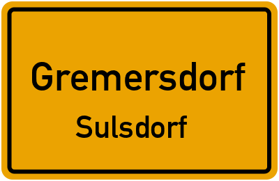 Straßenverzeichnis Gremersdorf Sulsdorf