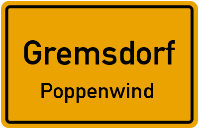 Ortsschild Gremsdorf Poppenwind