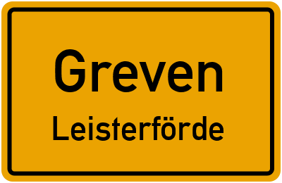Ortsschild Greven Leisterförde