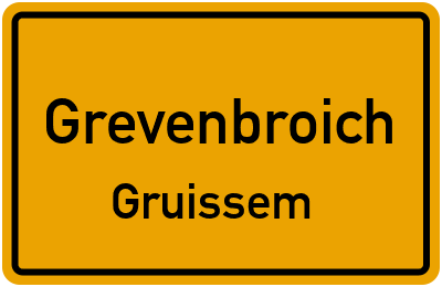 Ortsschild Grevenbroich Gruissem