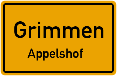Ortsschild Grimmen Appelshof