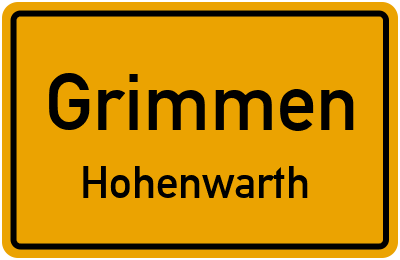 Ortsschild Grimmen Hohenwarth