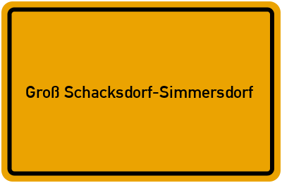 Ortsschild von Groß Schacksdorf-Simmersdorf in Brandenburg