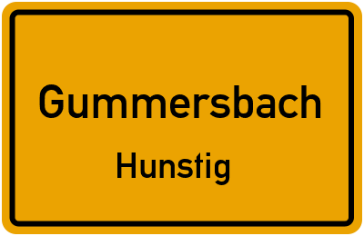 Ortsschild Gummersbach Hunstig