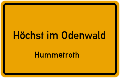 Straßenverzeichnis Höchst im Odenwald Hummetroth