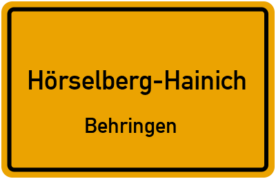Ortsschild Hörselberg-Hainich Behringen
