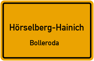Ortsschild Hörselberg-Hainich Bolleroda