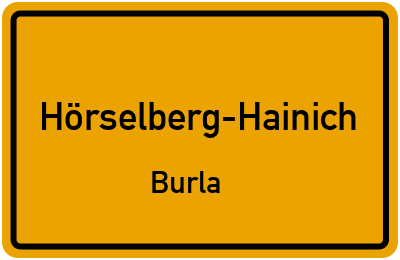 Ortsschild Hörselberg-Hainich Burla