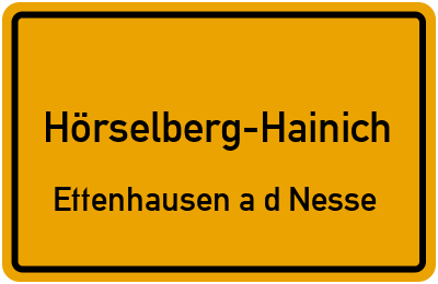 Ortsschild Hörselberg-Hainich Ettenhausen a d Nesse