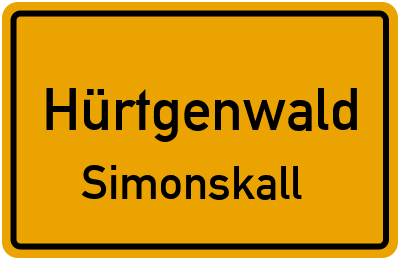 Ortsschild Hürtgenwald Simonskall