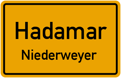 Ortsschild Hadamar Niederweyer