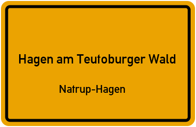 Ortsschild Hagen am Teutoburger Wald Natrup-Hagen