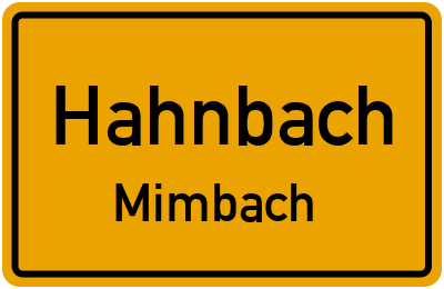 Ortsschild Hahnbach Mimbach