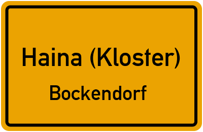 Ortsschild Haina (Kloster) Bockendorf