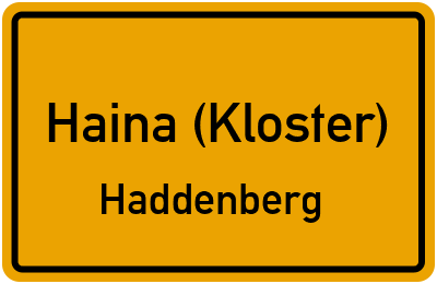Ortsschild Haina (Kloster) Haddenberg