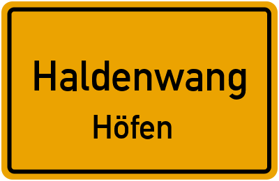 Straßenverzeichnis Haldenwang Höfen