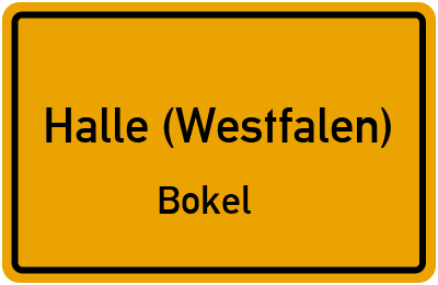 Ortsschild Halle (Westfalen) Bokel