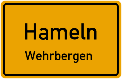 Ortsschild Hameln Wehrbergen