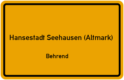 Straßenverzeichnis Hansestadt Seehausen (Altmark) Behrend