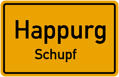 Ortsschild Happurg Schupf