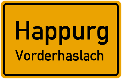 Ortsschild Happurg Vorderhaslach