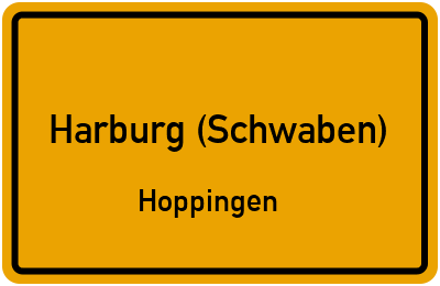 Ortsschild Harburg (Schwaben) Hoppingen