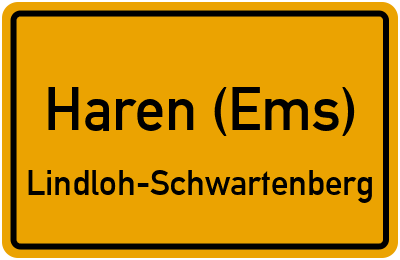 Ortsschild Haren (Ems) Lindloh-Schwartenberg