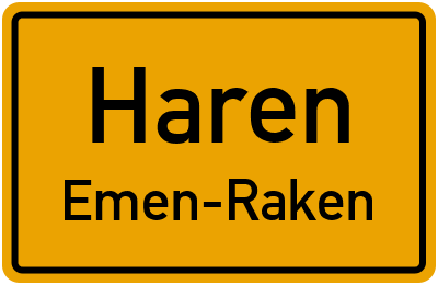 Ortsschild Haren Emen-Raken