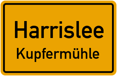 Ortsschild Harrislee Kupfermühle