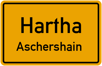 Ortsschild Hartha Aschershain