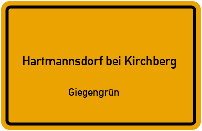 Straßenverzeichnis Hartmannsdorf bei Kirchberg Giegengrün