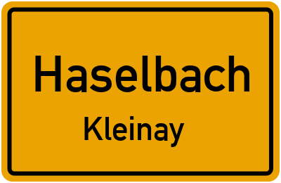 Ortsschild Haselbach Kleinay