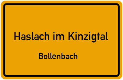 Straßenverzeichnis Haslach im Kinzigtal Bollenbach
