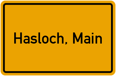 Ortsschild von Gemeinde Hasloch, Main in Bayern