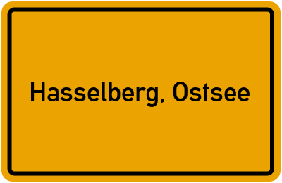 Ortsschild von Gemeinde Hasselberg, Ostsee in Schleswig-Holstein