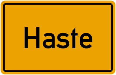 Ortsschild von Haste in Niedersachsen