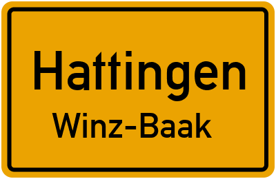 Ortsschild Hattingen Winz-Baak