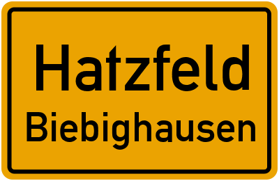 Straßenverzeichnis Hatzfeld Biebighausen
