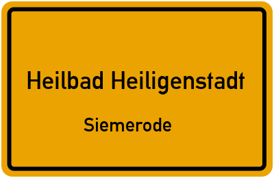 Straßenverzeichnis Heilbad Heiligenstadt Siemerode