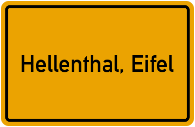 Ortsschild von Gemeinde Hellenthal, Eifel in Nordrhein-Westfalen