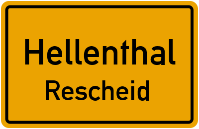 Ortsschild Hellenthal Rescheid