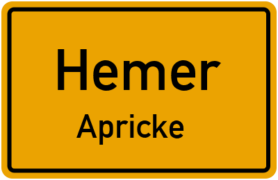 Ortsschild Hemer Apricke